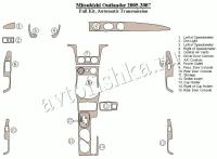 Декоративные накладки салона Mitsubishi Outlander 2005-2007 полный набор, Автоматическая коробка передач