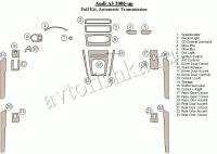 Декоративные накладки салона Audi A4 2000-2001 полный набор, АКПП.