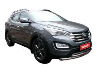Hyundai Santa Fe (2012-) защита переднего бампера из нержавеющей стали, труба 32 и 51 мм
