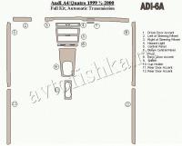 Декоративные накладки салона Audi A4 1999-2000 полный набор, Автоматическая коробка передач