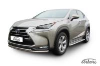 Защита переднего бампера Arbori d57+d42 двойная радиусная LEXUS NX 30H 2014-