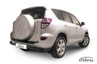 Защита заднего бампера "уголки" Arbori d57+d42 двойные черные TOYOTA RAV-4 2010-2012