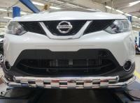 Nissan Qashqai (14–) Защита переднего бампера двойная Shark d 60/60 мм, нерж. (сборка Англия)