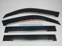 Toyota Land Cruiser 200 (08-) дефлекторы боковых окон темные широкие, ветровыми с хромированной полосой, комплект 4 шт.