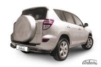 Защита заднего бампера "уголки" Arbori d76+d42 двойные черные TOYOTA RAV-4 2010-2012