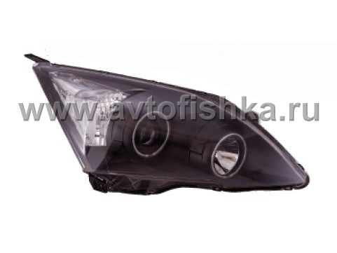 Honda CR-V III (06-) фары передние линзовые черные, со светящимися ободками, комплект 2 шт.