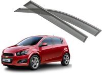Chevrolet Aveo (12–) Дефлекторы боковых окон с хромированным молдингом, OEM стиль, хэтчбек