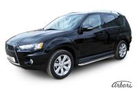 Защита штатных порогов Arbori d42 с листом MITSUBISHI OUTLANDER XL NEW 2010-2012