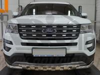 Ford Explorer (16–) Защита переднего бампера двойная Shark d 60/42 мм, нерж.