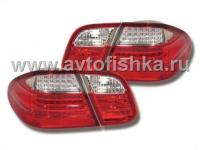 Mercedes W208 CLK (97-03) задние фонари красно-хромированные светодиодные, комплект лев.+ прав.
