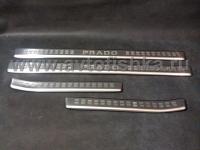 Toyota Land Cruiser Prado 150 (09-) накладки на пороги передних и задних дверных проемов с надписью "PRADO", узкие, нержавеющая сталь