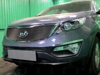 Kia Sportage (14–15) Защита радиатора, чёрная, верх (Classic)