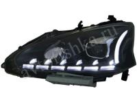 Nissan Teana (13-) фары передние линзовые черные, с подсветкой DRL, комплект 2 шт.