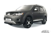 Защита переднего бампера Arbori d76+d57 двойная черная MITSUBISHI OUTLANDER XL 2006-2010