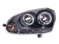 Volkswagen Golf 5 (03-) фары передние линзовые черные, со светящимися ободками и светодиодной подсветкой, под корректор, комплект 2 шт.