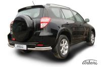 Защита заднего бампера "уголки" Arbori d57+d42 двойные TOYOTA RAV-4 L 2009-2010