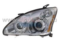 Lexus RX300, RX330, RX350 (03-08) фары передние линзовые хромированные, со светящимися ободками, комплект 2 шт.