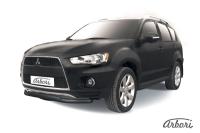 Защита переднего бампера Arbori d57+d42 двойная черная MITSUBISHI OUTLANDER XL NEW 2010-2012