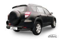 Защита заднего бампера "уголки" Arbori d76+d42 двойные черные TOYOTA RAV-4 L 2009-2010