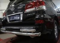 Lexus LX (12–) Защита заднего бампера двойная d 76/60 мм, нерж.