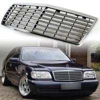 Mercedes S W140 (92-99) решетка радиатора черная, дизайн "Авангард", с рамкой, 13 ламелей