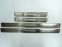 Toyota Land Cruiser Prado (03–09) Накладки на дверные пороги с логотипом, нерж.