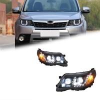 Subaru Forester (09-12) фары передние линзовые черные, с подсветкой DRL, комплект 2 шт.