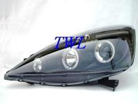 Honda Fit, Jazz (07-) GE, фары передние линзовые черные, со светящимися ободками, комплект 2 шт.