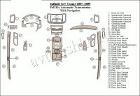 Декоративные накладки салона Infiniti G37 2007-2009 полный набор, Автоматическая коробка передач, с навигацией