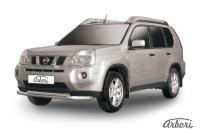 Защита переднего бампера Arbori d76+d57 двойная NISSAN X-TRAIL 2011-2014