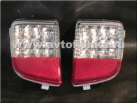 Toyota Land Cruiser 200 (08-) фонари заднего бампера светодиодные красно-хромированные, комплект 2 шт.