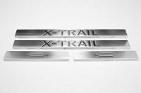 Nissan X-Trail (01-) накладки на пороги дверных проемов хромированные, комплект 4 шт.