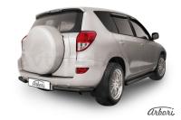 Защита заднего бампера "уголки" Arbori d76+d42 двойные черные TOYOTA RAV-4 2006-2009