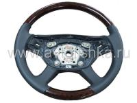 Mercedes W221, W216 (05-08) руль классический, черная кожа - дерево орех