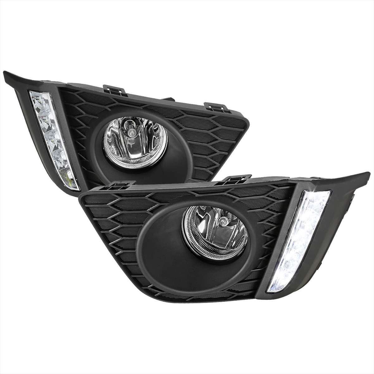 Противотуманные фары Honda Fit 2015–2017 с LED-полосой, хромированные, комплект