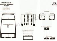 Volkswagen Sharan 2000-2009 декоративные накладки (отделка салона) под дерево, карбон, алюминий