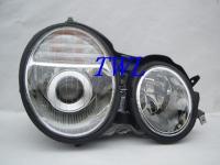 Mercedes E W210 (95-99) фары передние линзованные хромированные, дизайн Mercedes W211, с подсветкой CCFL, комплект 2 шт.