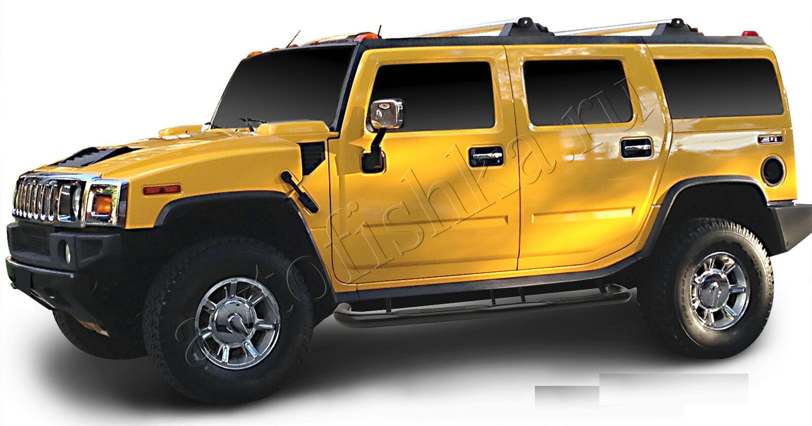 Hummer H2 (02-08) подножки боковые черные, труба 76 мм из нержавеющей стали  купить в Москве - Автофишка