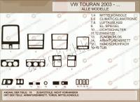 Volkswagen Touran 2003-2009 декоративные накладки (отделка салона) под дерево, карбон, алюминий