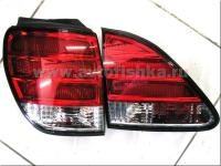 Lexus RX300 (97-03) задние светодиодные фонари красно-хромированные, комплект 2 шт.