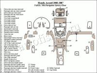 Декоративные накладки салона Honda Accord 2003-2007 полный набор, с Nav система