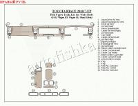 Toyota Hiace (10-) декоративные накладки под дерево или карбон (отделка салона), полный набор верхних накладок, длиная база (S-GL/wagon DX/wagon GL/Grи Cabin) , правый руль