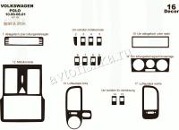 Volkswagen Polo 1999-2001 декоративные накладки (отделка салона) под дерево, карбон, алюминий