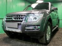 Mitsubishi Pajero (14–) Защита радиатора Optimal, хром, низ