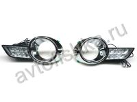 Toyota Highlander (2007-) передние дневные ходовые фары DRL с хромированными рамками