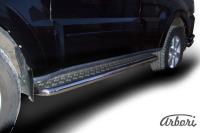 Защита штатных порогов Arbori d57 с листом MITSUBISHI PAJERO IV 2006-