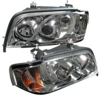 Mercedes C W202 (94-00) фары передние линзовые хромированные, с совмещенным поворотником, комплект 2 шт.