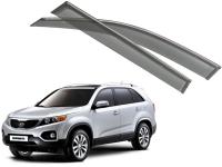 Kia Sorento (09–/13–) Дефлекторы боковых окон с хромированным молдингом, OEM стиль