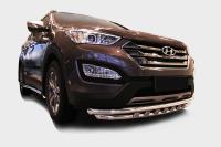 Защита переднего бампера с декоративными элементами d60/60 двойная,Hyundai Santa Fe 2013-, HYSF.45.1618
