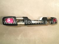 Mitsubishi L200 Triton (05-) бампер задний из нержавеющей стали, с пластиковыми окончаниями, фонарями рефлекторами, дизайн APOLO